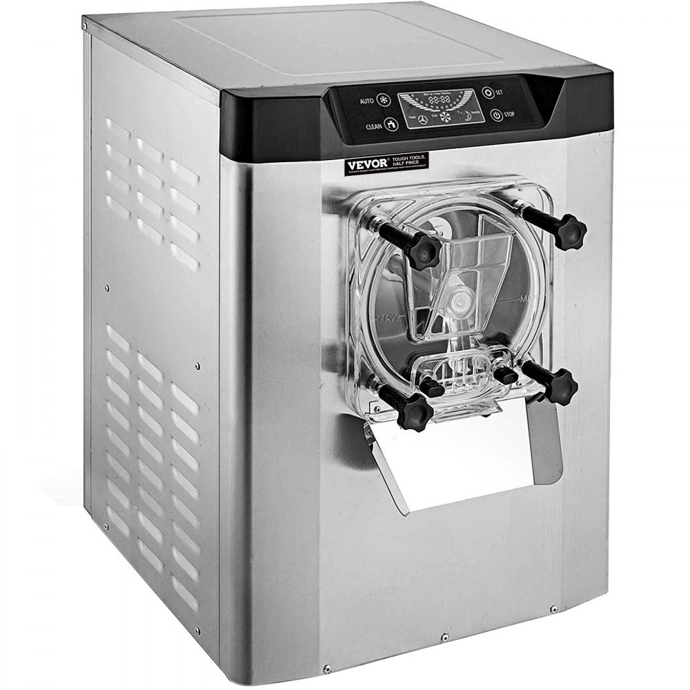 VEVOR Commercial Ice Cream Machine, 16-20 L/H Ice Cream Production, 1400 W Hard Ice Cream Machine with Smart LCD Display & Various Flavors, for Snack Bars and Restaurants, Silver