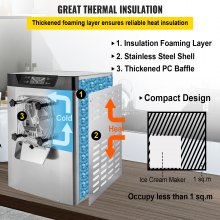 VEVOR Máquina Helados Blandos de Acero Inoxidable 304, Panel LCD Inteligente