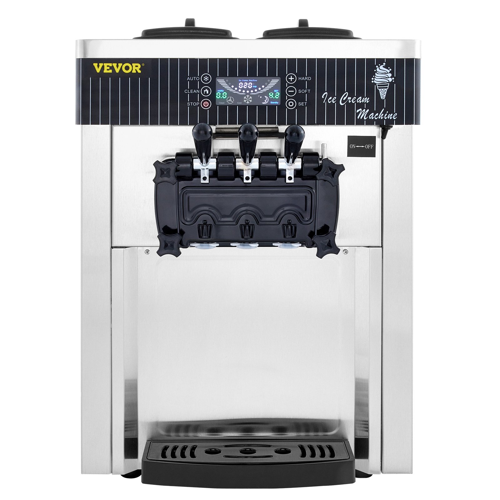 VEVOR Máquina de Helados Soft Heladera Maquina Helados Soft Comercial Maquina Helados Soft con 2 + 1 Sabores Vertical Ice Cream Maker 2200W Máquina de Helado de Servido Suave 6L*2