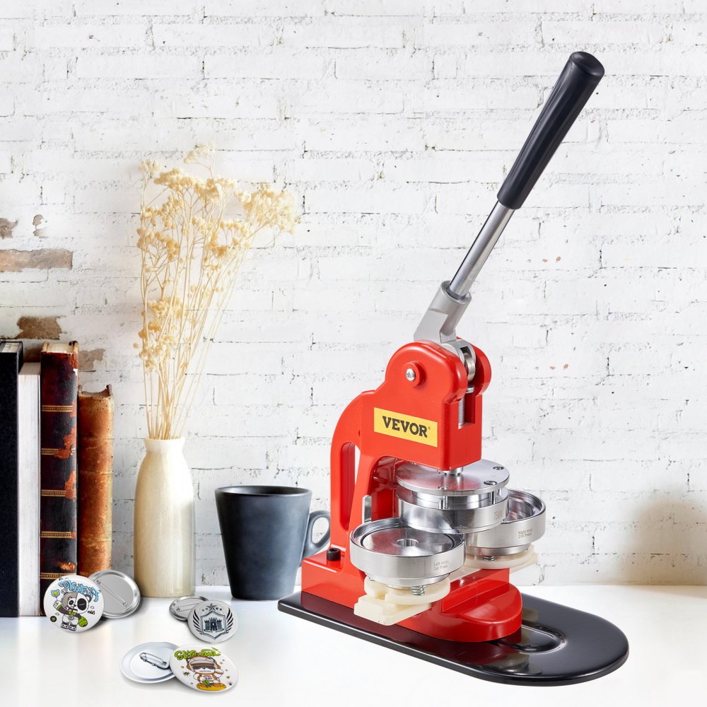 VEVOR Máquina para Fabricar Botones Diámetro de 75 mm Cortador de Círculo de Insignia 29x15,5x48,5 cm Hierro y ABS Máquina para Hacer Pines Chapas Lazos Llaveros Abrebotellas Personalizadas 500 Piezas