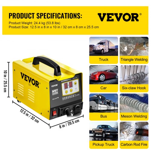 VEVOR Máquina de Reparación de Abolladuras 3 KW Kit Herramientas de Reparación de La Abolladura 220V Abolladuras Coche Abolladuras Coche Profesional Máquina de Soldadura por Puntos G90E