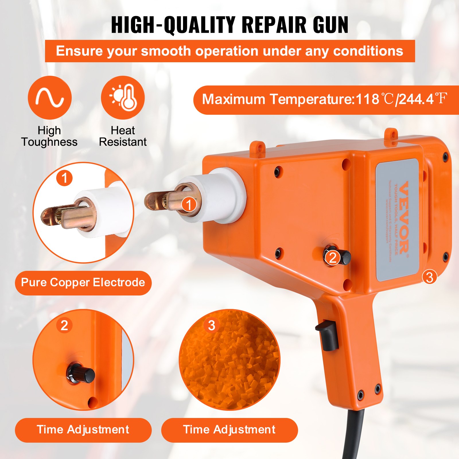 VEVOR Extractor de Clavos para Carrocería 800 VA Kit de Eliminación de Abolladuras de Carrocería 1600 A Máquina de Reparación de Abolladuras con Soldador por Puntos con Accesorios para Coches Camiones