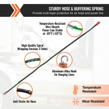 VEVOR Kit de líneas de aire para semirremolque de 15 pies, mangueras de aire 3 en 1 y línea de alimentación ABS para semirremolque, tractor, cable eléctrico con enchufe de 7 vías y kit de montaje de manguera de líneas de aire de goma con gancho y cinta de teflón