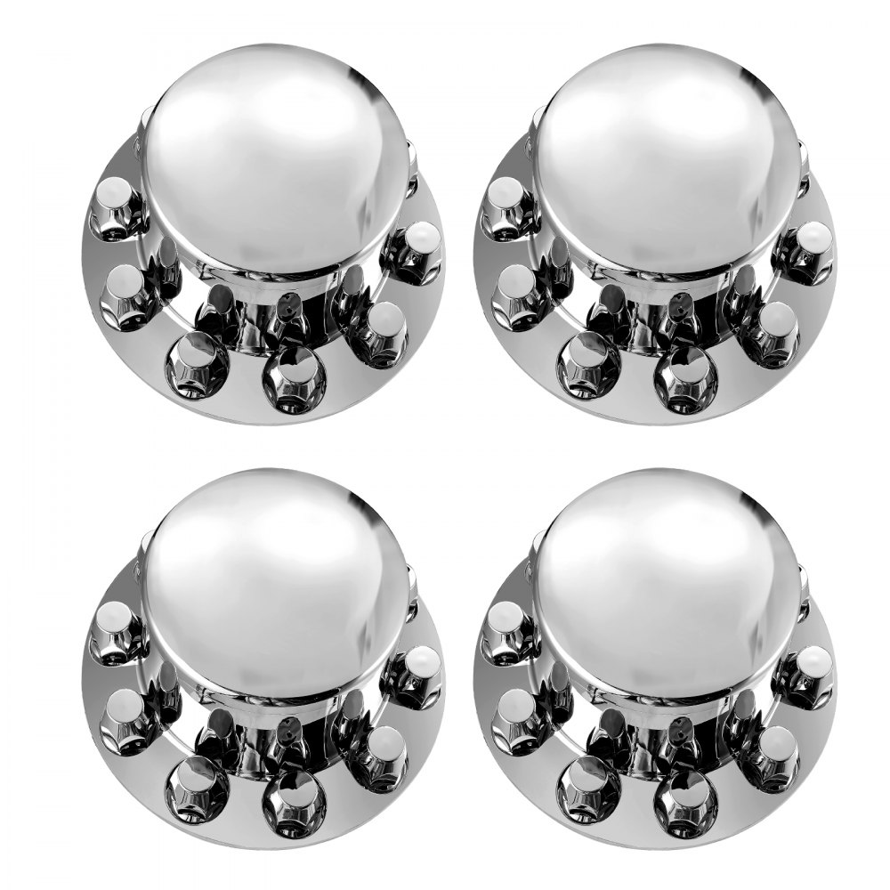 VEVOR Wheel Covers for the Rear Axle, Domed Axle Cover for Semi-Trucks, Galvanized ABS Wheel Nut Covers, 4-Piece Complete Axle Cover Combo Set, Bright Silver, Car Decoration