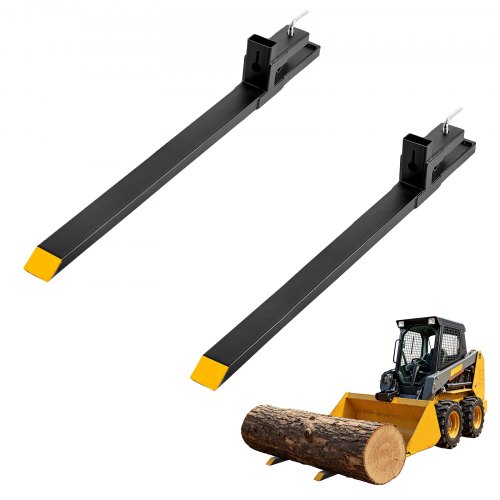 VEVOR Horquillas para Palés de 1814 kg, 1524 mm, Horquillas para Cargadora, con Abrazadera, Puntas Amarillas Fijas y Acero Reforzado para Tractor, Minicargadora, Pala Cargadora, Agricultura y Granja