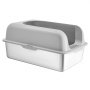 VEVOR Caja de Arena para Gatos 60 x 40 x 30 cm Arenero Extragrande de Acero Inoxidable con Pala, Tablero Ancho con Filtro y Lados Altos, Arenero Semiabierto sin Olores para Gatos Grandes, Gris Claro