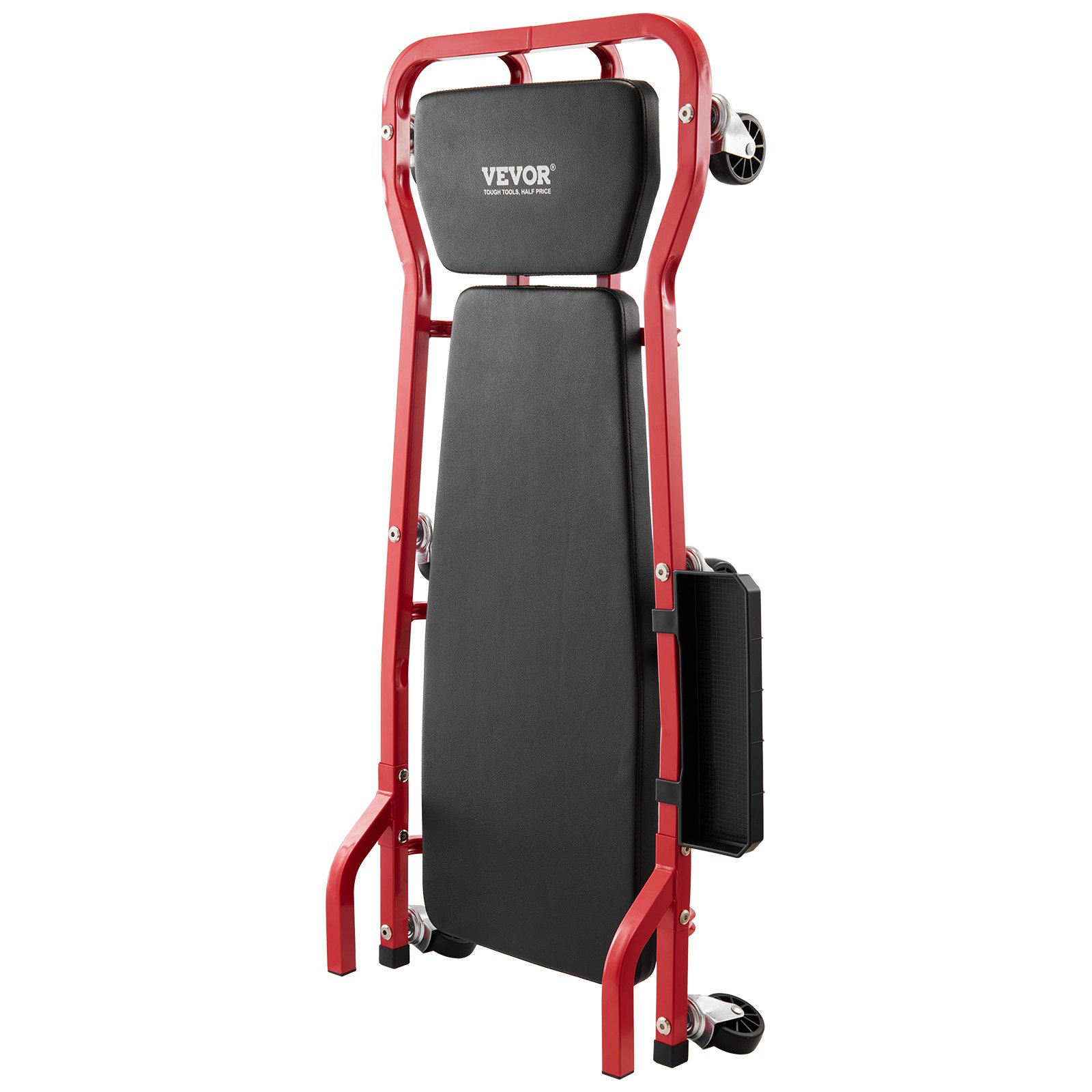 Camilla mecánica para garaje VEVOR, 1118 mm, capacidad de 136,1 kg, camilla rodante automotriz con 6 ruedas, reposacabezas acolchado ajustable, bandeja para herramientas, marco de acero resistente para garajes, talleres de reparación y bricolaje