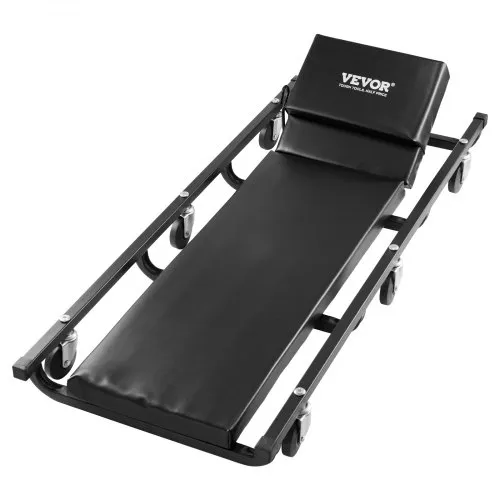 Camilla de garaje mecánica VEVOR, 1016 mm, capacidad de 136,1 kg, camilla rodante automotriz con 6 ruedas, reposacabezas acolchado ajustable, marco de acero resistente, perfil bajo para garajes, talleres de reparación y bricolaje