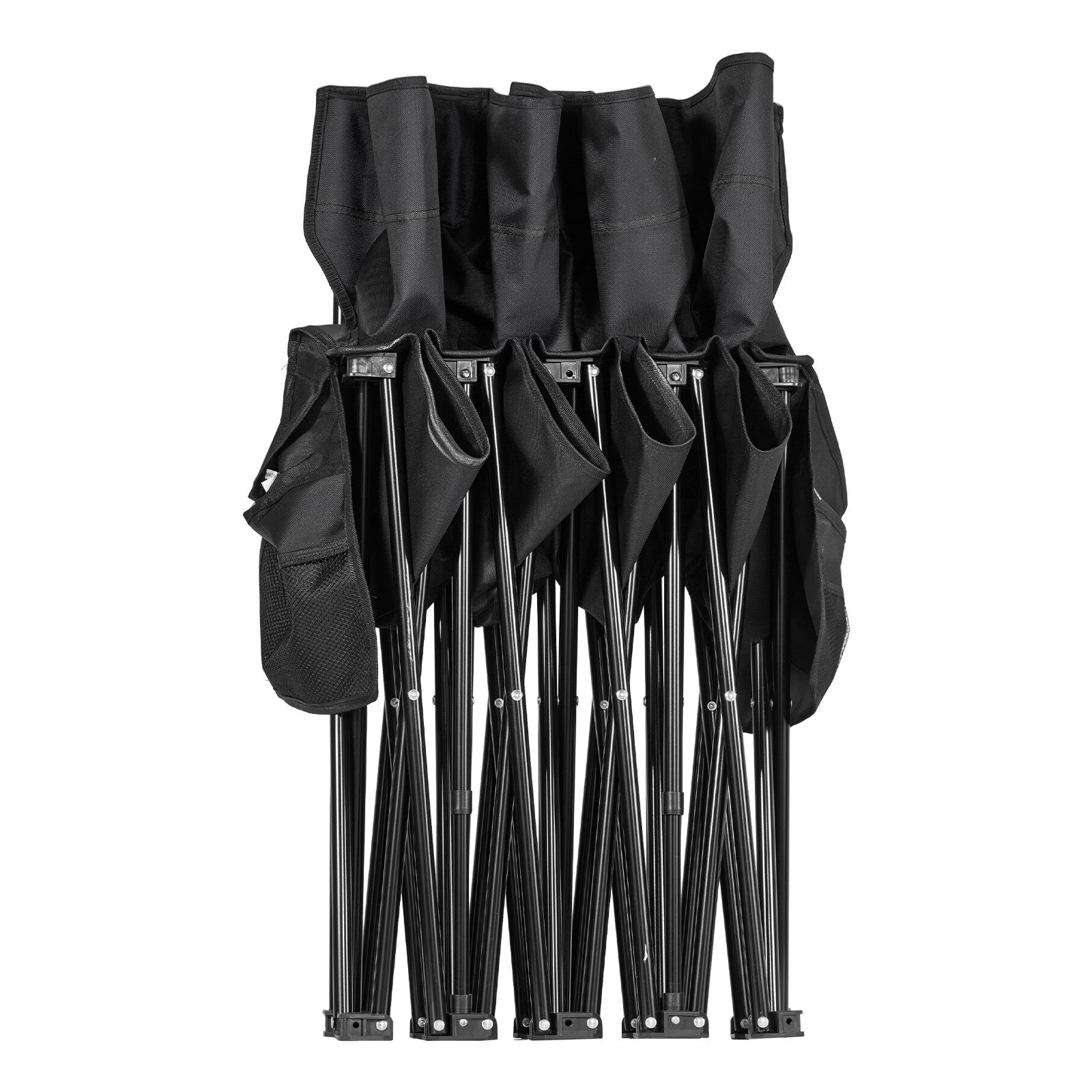 VEVOR Silla Plegable de 4 Plazas, Asiento de Banco Plegable con Bolsillos Laterales y Bolsa de Transporte, Banco Lateral para Gradas con Respaldo para Camping, Actividades al Aire Libre, Negro
