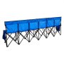VEVOR Silla Plegable de 6 Plazas, Asiento de Banco Plegable con Bolsillos Laterales y Bolsa de Transporte, Banco Lateral para Gradas con Respaldo para Camping, Actividades al Aire Libre, Azul