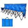 VEVOR Silla Plegable de 6 Plazas, Asiento de Banco Plegable con Bolsillos Laterales y Bolsa de Transporte, Banco Lateral para Gradas con Respaldo para Camping, Actividades al Aire Libre, Azul