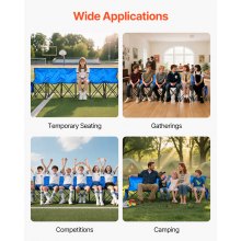 VEVOR Silla Plegable de 6 Plazas, Asiento de Banco Plegable con Bolsillos Laterales y Bolsa de Transporte, Banco Lateral para Gradas con Respaldo para Camping, Actividades al Aire Libre, Azul