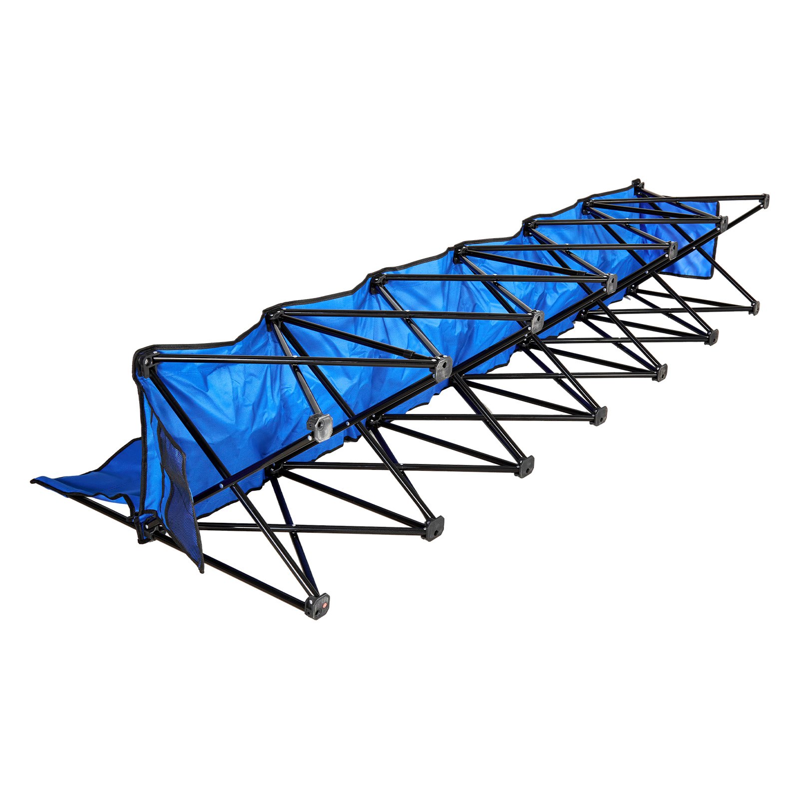 VEVOR Portable Folding Bench, 6 Seat Foldable Soccer Bench with Side Pockets and Carrying Bag, Lightweight Sideline Seating with Back Rest for Football, Baseball, Camping, Outdoor Events, Blue