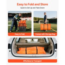 VEVOR Silla Plegable de 6 Plazas, Asiento de Banco Plegable con Bolsillos Laterales y Bolsa de Transporte, Banco Lateral para Gradas con Respaldo para Camping, Actividades al Aire Libre, Naranja