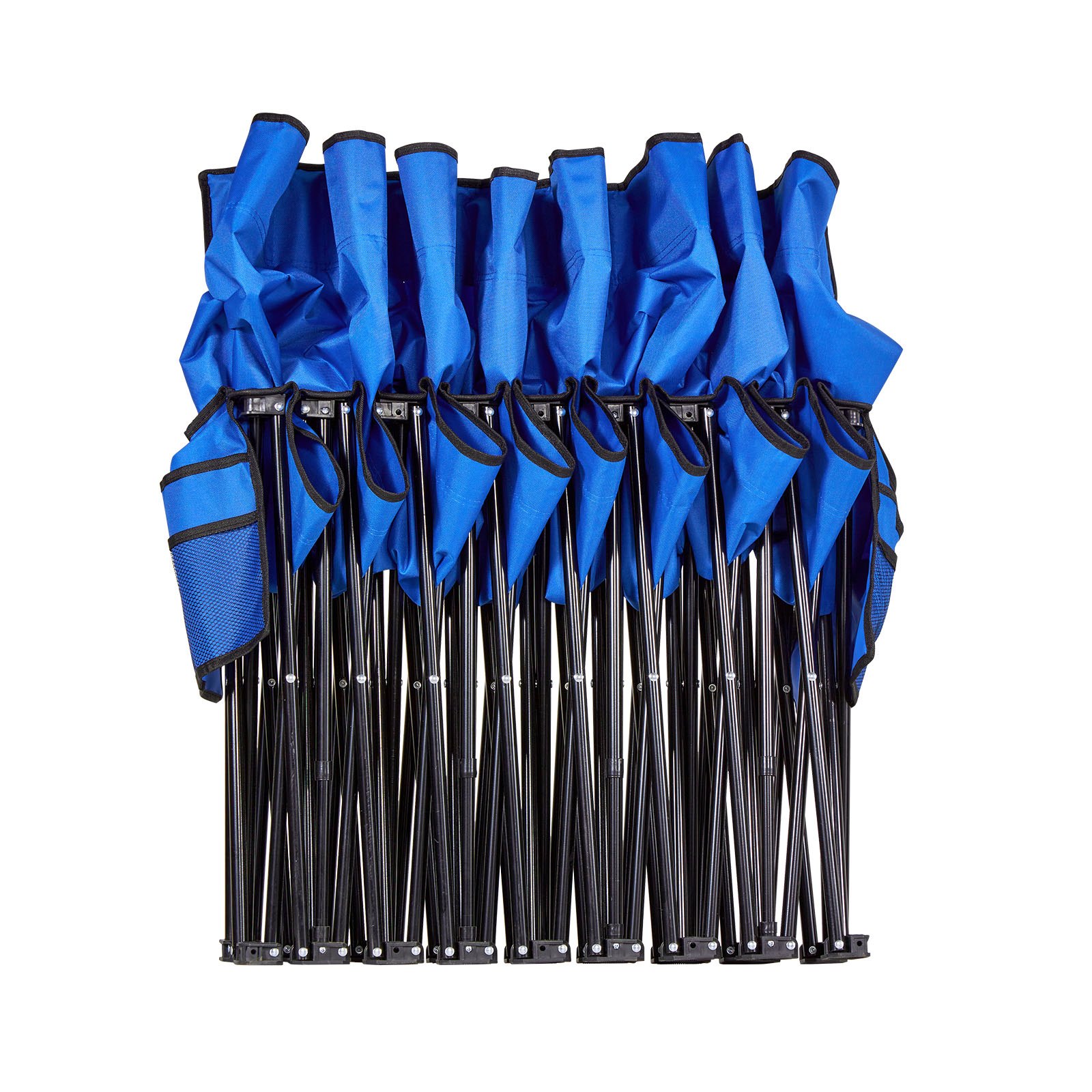 VEVOR Silla Plegable de 8 Plazas, Asiento de Banco Plegable con Bolsillos Laterales y Bolsa de Transporte, Banco Lateral para Gradas con Respaldo para Camping, Actividades al Aire Libre, Azul