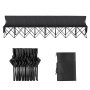VEVOR Silla Plegable de 6 Plazas, Asiento de Banco Plegable con Bolsillos Laterales, Bolsa de Transporte, Parasol, Banco para Gradas con Respaldo para Camping Negro (sin toldo)