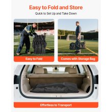 VEVOR Silla Plegable de 6 Plazas, Asiento de Banco Plegable con Bolsillos Laterales y Traseros, Bolsa de Transporte, Banco para Gradas con Respaldo para Camping, Actividades al Aire Libre, Negro