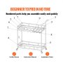VEVOR Carro de Bar 2 Niveles 85,5x38x93 cm Carro de Servicio de Acero y Vidrio Templado Carga Total de 55 kg Barra Rodante con Portabotellas y Portavasos para Fiesta Cocina Restaurante Oficina Dorado
