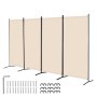 VEVOR Biombo Separador de Ambientes de 3464 x 1840 x 520 mm, Separador Plegable de Ambientes de 4 Paneles Mampara de Privacidad para Interiores, Separador de Ambientes para Oficina, Dormitorio, Beige