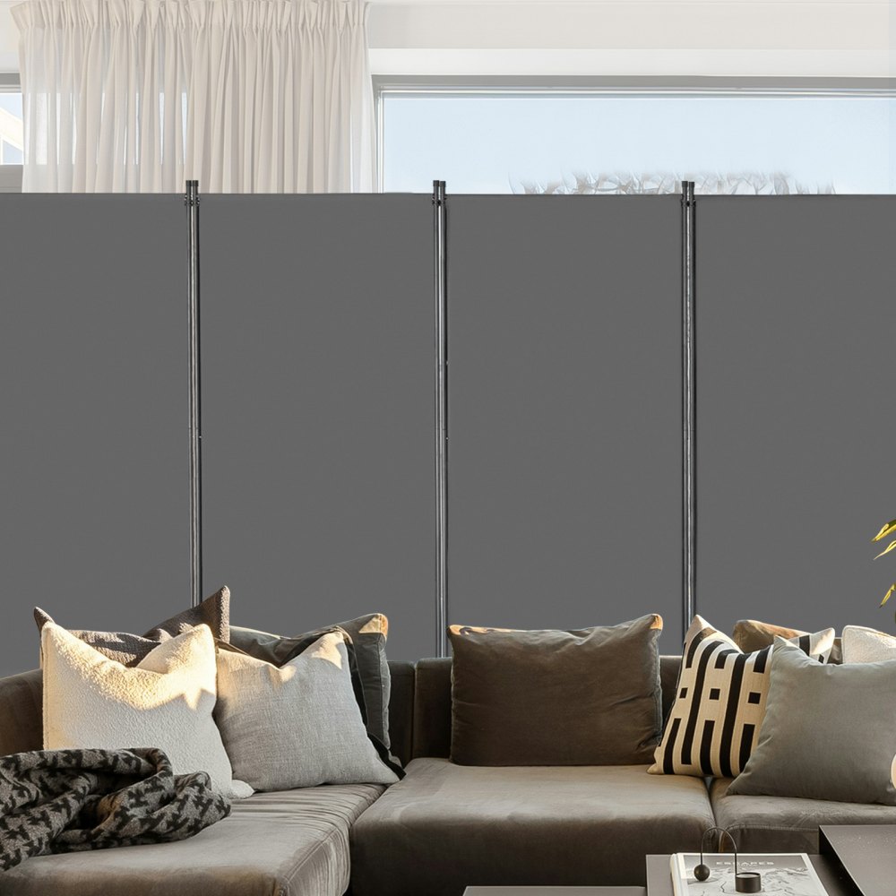 VEVOR Biombo Separador de Ambientes de 3464 x 1840 x 520 mm, Separador Plegable de Ambientes de 4 Paneles Mampara de Privacidad para Interiores, Separador de Ambientes para Oficina, Dormitorio, Gris