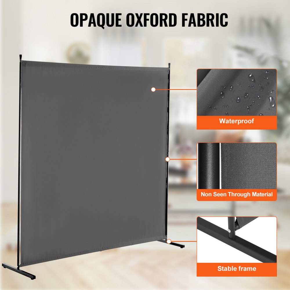 VEVOR Biombo Separador de Ambientes de 1810 x 1815 x 500 mm, Panel Separador de Ambientes de un solo Panel Mampara de Privacidad para Interiores, Separador de Ambientes para Oficina, Dormitorio, Gris