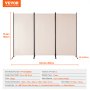 VEVOR Biombo Separador Plegable de Ambientes de 3 Paneles 260 x 184 x 52cm Beige