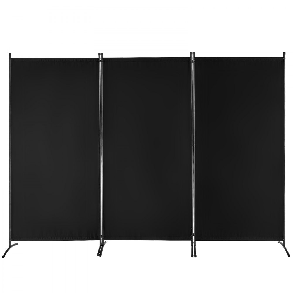 VEVOR Room Divider 3 Panels, 260 x 184 x 52 cm, Foldable Privacy Screen & Portable Partition for Room Division, Freestanding Room Divider for Office, Bedroom, Study, Black