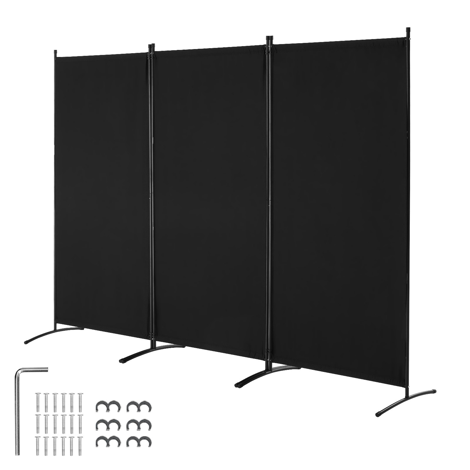 VEVOR Biombo Separador de Ambientes de 2600 x 1840 x 520 mm, Separador Plegable de Ambientes de 3 Paneles Mampara de Privacidad para Interiores, Separador de Ambientes para Oficina, Dormitorio, Negro