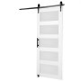 VEVOR Juego de herrajes y puertas de granero, sistema de puerta corredera, puerta corrediza de vidrio de madera de 762 x 2134 mm, juego de puerta de granero silenciosa con guía de piso 8 en 1 y manija de puerta, panel de madera de abeto y vidrio esmerilado, sala de estar