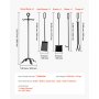 VEVOR Juego de Herramientas para Chimenea, 5 Piezas, Soporte de Cuatro Puntas, Pinzas, Pala para Cenizas, Cepillo, Atizador, Accesorio de Hierro Forjado para Fogatas, Negro, 230 x 230 x 840 mm