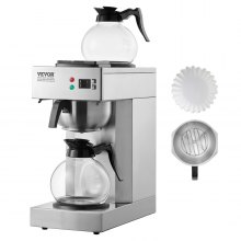 VEVOR Cafetera de Goteo Comercial 12 Tazas con 2 Jarras de Vidrio 2 Calentadores