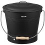 VEVOR Cubo de Cenizas con Tapa 4 en 1, con Cubo para Carbón, Pala, Escoba y Guantes, Cenicero de Metal para Chimenea, Capacidad de 9,8 L, Fogatas y Estufas de Leña, Acero al Carbono, Color Negro