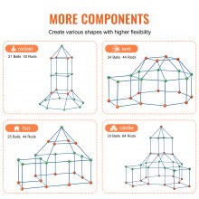 VEVOR Kit de Construcción de Carpas y Fortalezas para Niños 120 PCS de Castillo