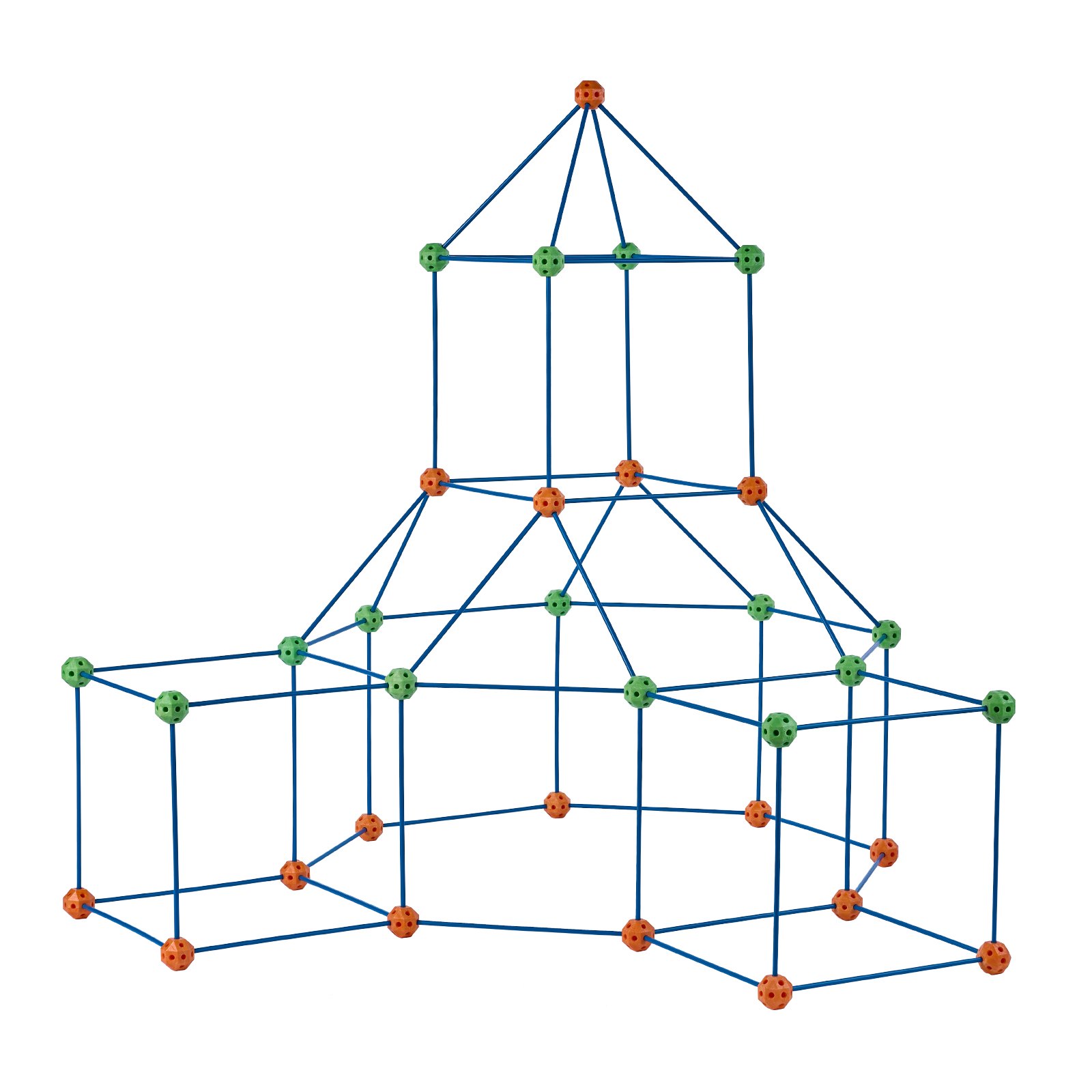 VEVOR - Kit de construcción de fortalezas para niños, 120 piezas de juguetes de construcción STEM, regalo educativo para niños y niñas de 4, 5, 6, 7 y 8 años en adelante, juego de construcción de carpas para interiores y exteriores con 80 varillas y 40 bolas