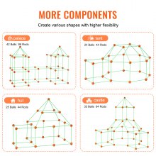 VEVOR Kit de Construcción de Fortaleza de Niños brilla en la oscuridad 140 PCS