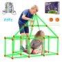 VEVOR - Kit de construcción de fortalezas para niños, 85 piezas que brillan en la oscuridad, juguetes de construcción STEM, regalo educativo para niños y niñas de 4, 5, 6, 7 y 8 años en adelante, juguetes de construcción de carpas para juegos en interiores y exteriores con 55 varillas y 30 pelotas