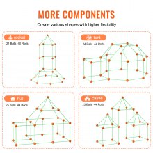 VEVOR Kit de Construcción de Fortalezas de Niños brilla en la oscuridad 85 PCS