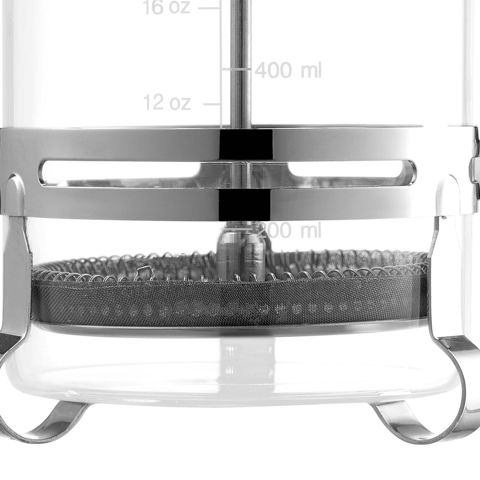 VEVOR Cafetera de Prensa Francesa de Vidrio de Borosilicato de 1 Litro con Filtro de Acero Inoxidable, para Infusión Fría, Ideal para Acampar, Viajes, Hogar y Cocina, Plata, 170 x 105 x 215 mm