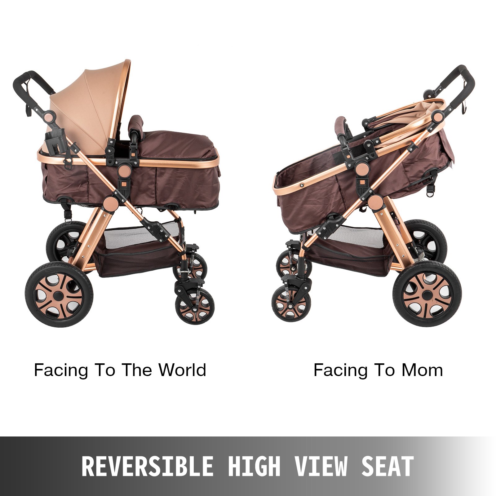 VEVOR Cochecito de Bebé 78 x 60 x 107 CM, Carrito Bebé Silla de Paseo 78 x 60 x 107 CM, con Carro Multiuso, Silla de Paseo Ligera, Carro bebe, Carritos para Mu?ecas Plegado