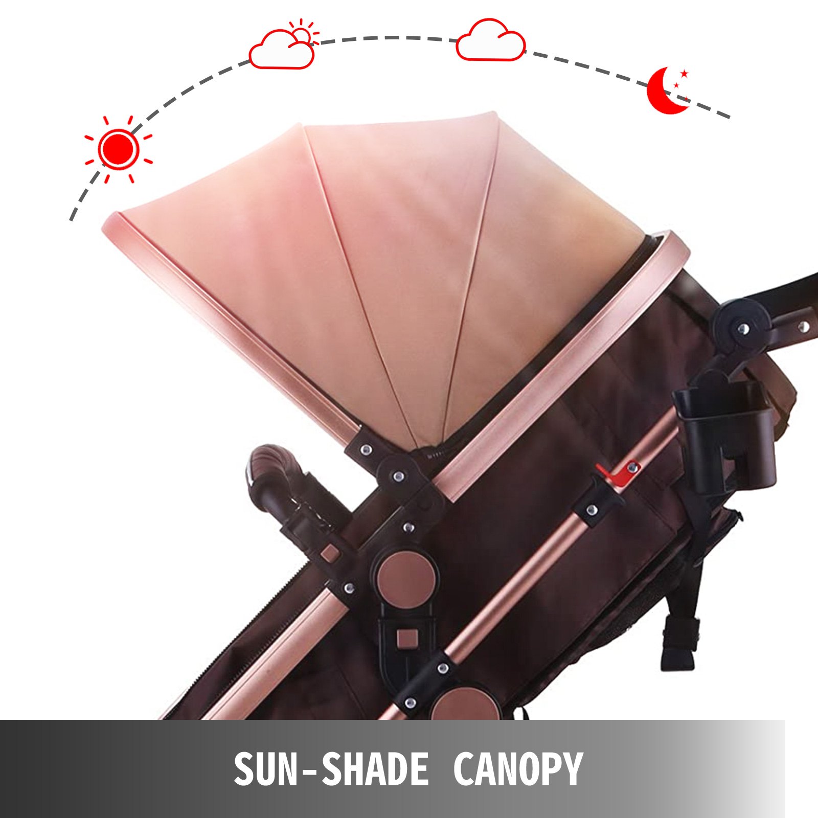 VEVOR Cochecito de Bebé 78 x 60 x 107 CM, Carrito Bebé Silla de Paseo 78 x 60 x 107 CM, con Carro Multiuso, Silla de Paseo Ligera, Carro bebe, Carritos para Mu?ecas Plegado