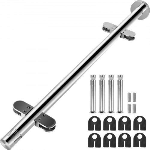 Vevor Columna Mediano Barandilla De Cristal Acero Altura De 102 Cm 4 Abrazaderas