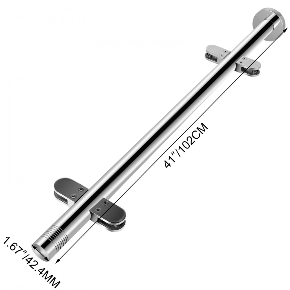 Vevor Columna Mediano Barandilla De Cristal Acero Altura De 102 Cm 4 Abrazaderas
