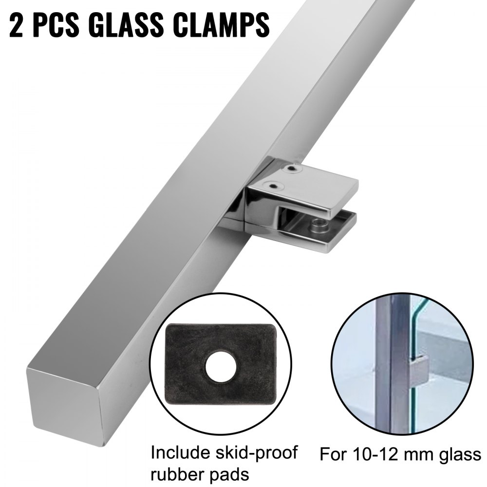 Vevor Escalera De Barandilla De Cristal Acero Altura De 98 Cm Con 2 Abrazaderas