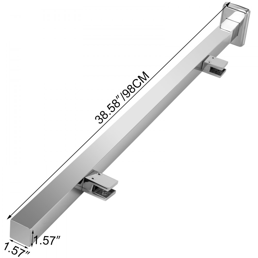 Vevor Escalera De Barandilla De Cristal Acero Altura De 98 Cm Con 2 Abrazaderas