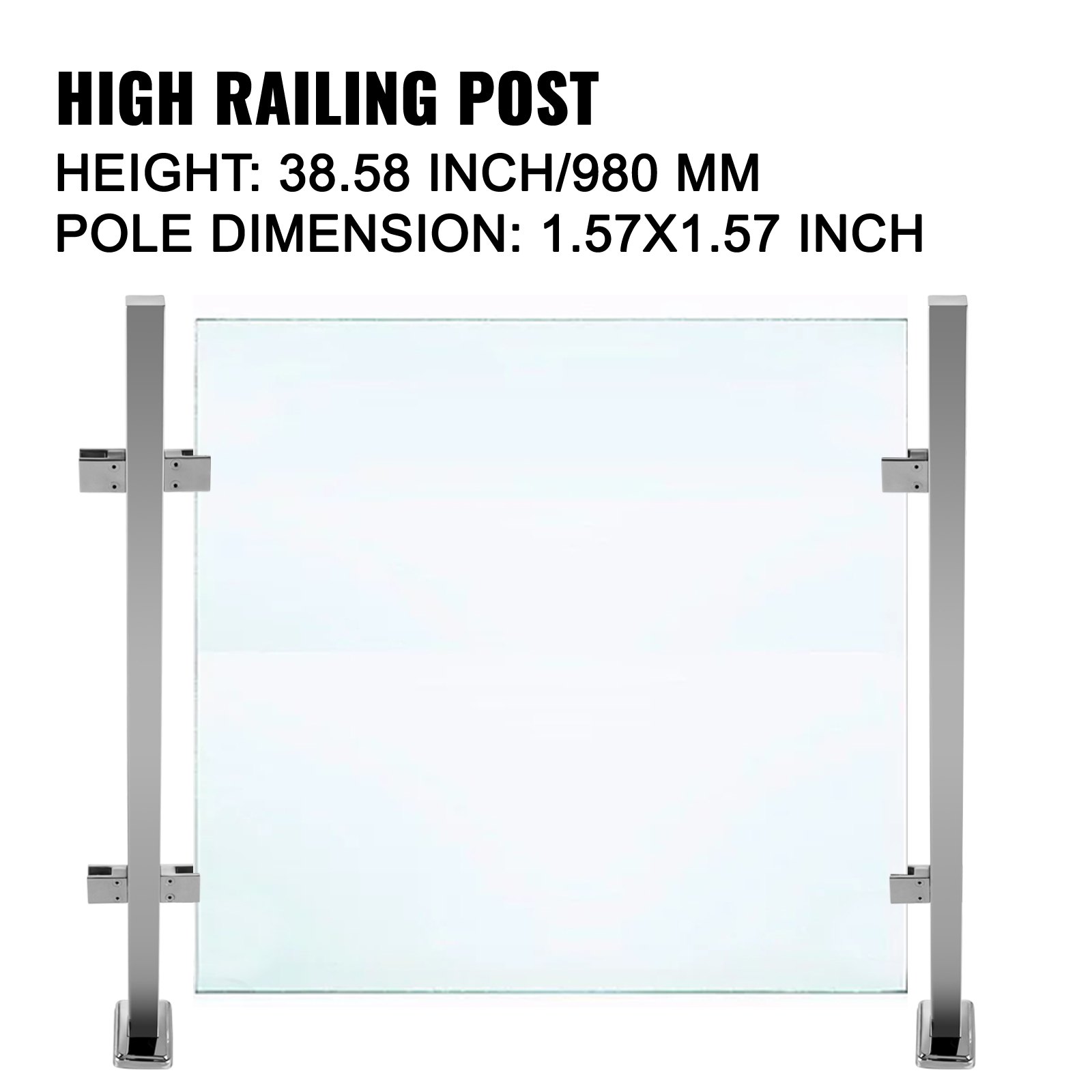 Vevor Escalera De Barandilla De Cristal Acero Altura De 98 Cm Con 2 Abrazaderas