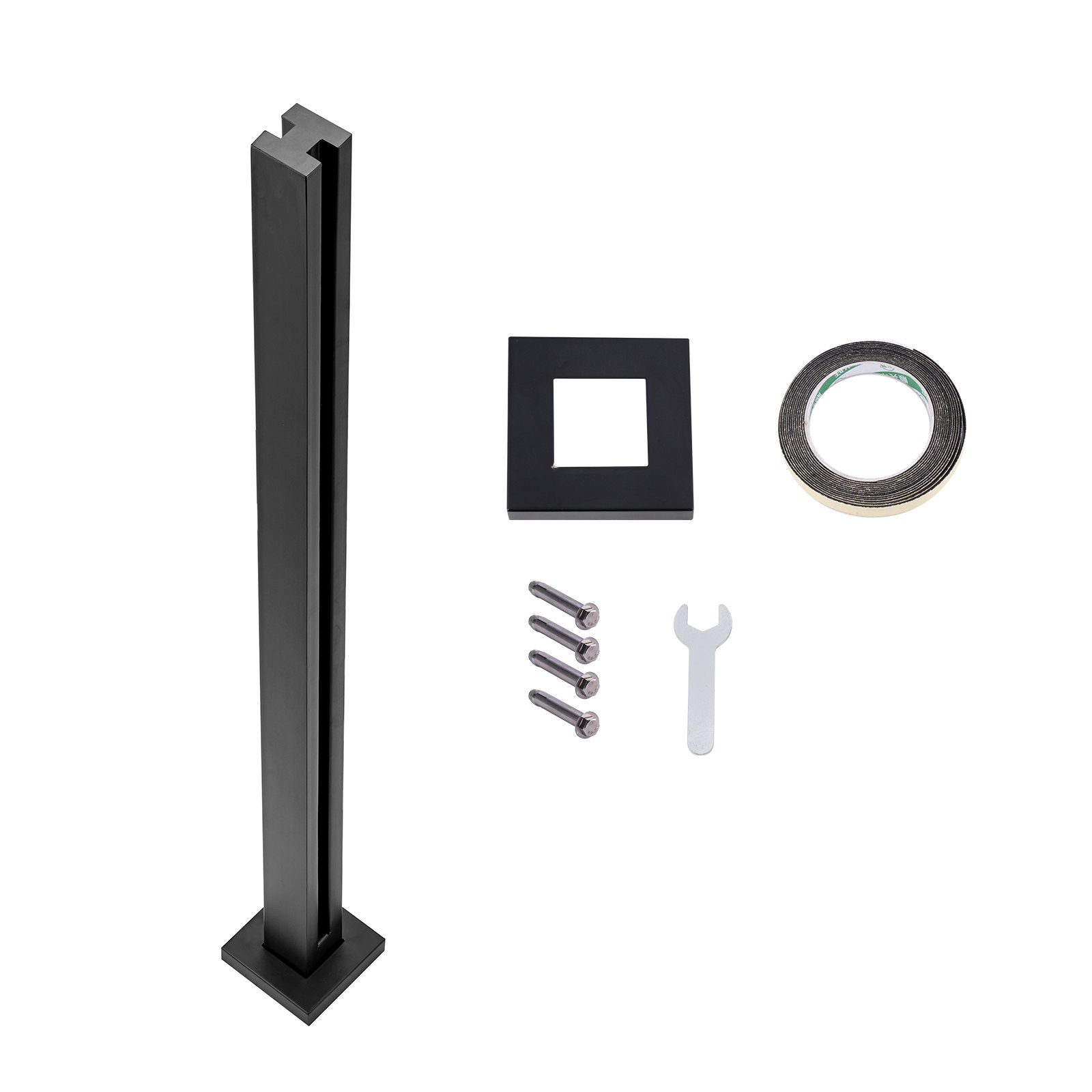 VEVOR Abrazadera de vidrio, soporte de barandilla de vidrio de 41.34 "de altura para vidrio templado de 0.39" -0.47 "de espesor, abrazadera de montaje de vidrio de acero inoxidable 304, soporte de estante de vidrio para balcón, jardín, cubierta, escalera, negro