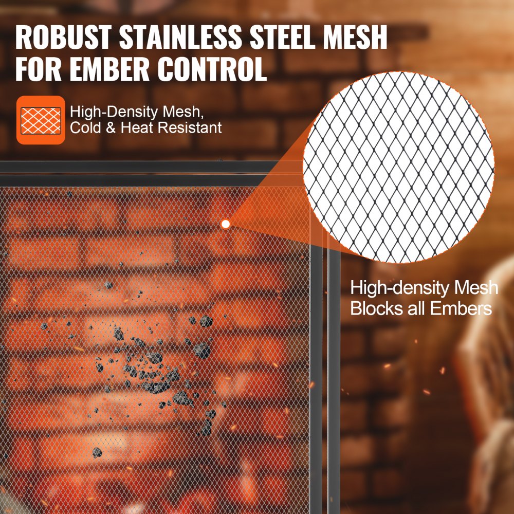 VEVOR Spark Guard Iron Fireplace Protection 990mm Fireplace Guard Stove Guard Vintage Stove Guard 0-40 °C Fireplace Guard Stove Protective Guard Stove Screen Grille against Sparks