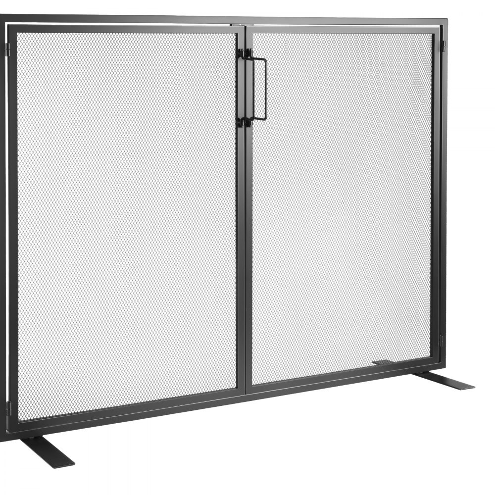 VEVOR Pantalla para Chimenea 1 Panel Salvachispas para Chimenea de Hierro 99x78 cm Resistente con Puerta Mosquitera Independiente Instalación Simple para Sala Decoración Moderna del Hogar, Negro