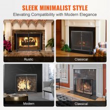 VEVOR Pantalla para Chimenea 1 Panel Salvachispas para Chimenea de Hierro 99x78 cm Resistente con Puerta Mosquitera Independiente Instalación Simple para Sala Decoración Moderna del Hogar, Negro