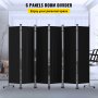 VEVOR Separador de Ambientes 6 Paneles Pantalla de Privacidad Plegable 308 x 36 x 185 cm Pantalla de Privacidad Marco de Aleación de Aluminio y Hierro para Oficinas, Hospitales, Restaurantes, Negro